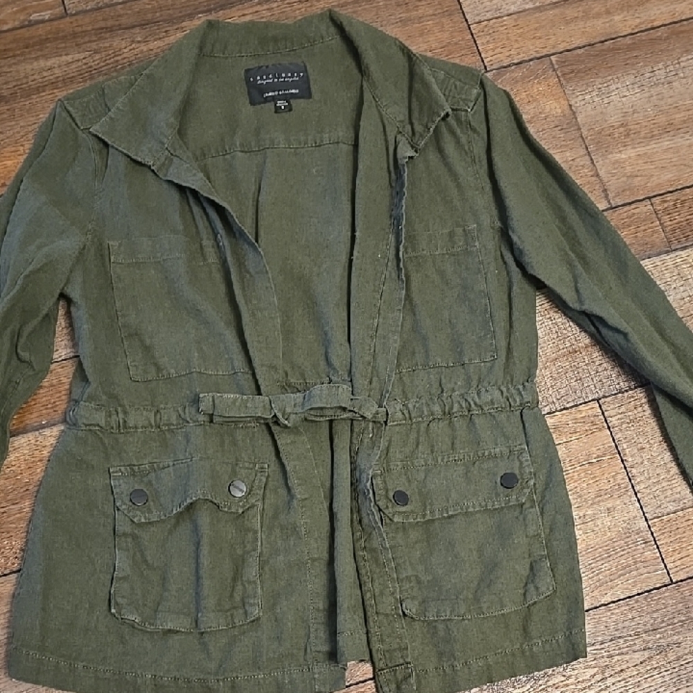 Sanctuary Brand Olive Green Linen Jacket